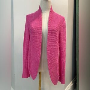 Lilly Pulitzer Women’s Large Bright Pink Open Front Textured Cardigan Sweater